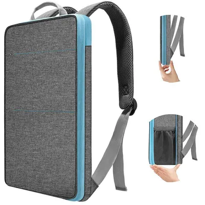 Produktbild von Ultra Dünner Erweiterbarer Laptop Rucksack, USB Business Reise Rucksack, Wasserdicht, Herren Damen, Oxford, Vielseitig, 15-16 Zoll, Grau Blau