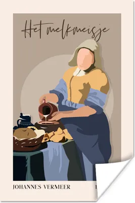Produktbild von MuchoWow® Poster Alte Meister - Milchmädchen - Braun - Vintage 20x30 cm - Papierdruck