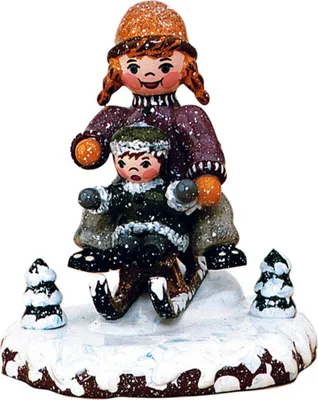 Produktbild von Winterkinder Schlittenfahrerin (7cm) von Hubrig Volkskunst