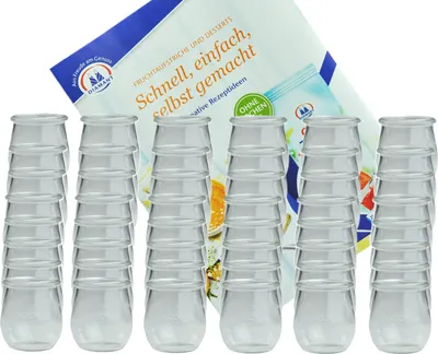 Produktbild von 48er Set Weck Gläser 220 ml Tulpengläser incl. Diamant-Zucker Gelierzauber Rezeptheft
