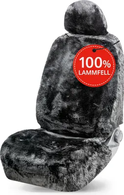 Produktbild von WALSER Premium Lammfell Autositzbezug Maya, 100% Lammfell Sitzbezug für Auto, 1 Stück Lammfell Sitzbezüge Auto Vordersitze, Autositzbezug Lammfell, Autositzbezug Fell, Lammfell Autositz schwarz