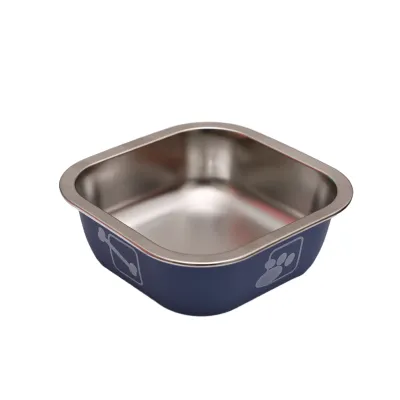 Produktbild von Edelstahl-Futternapf für Haustiere, rutschfest, sturzfest, Futternapf für Katzen und Hunde, Futter- und Wasserschale mit Gummiboden, bissfest
