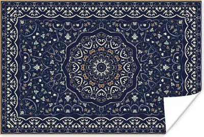 Produktbild von MuchoWow® Poster Persischer Teppich - Mandala - Teppich - Blau 180x120 cm - Fotoplakat