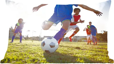 Produktbild von MuchoWow® Zierkissen Sofakissen Wohnzimmer Dekokissen 50x30 cm Junge spielt Fußball - Wohnzimmerdekoration - Polster mit Photo