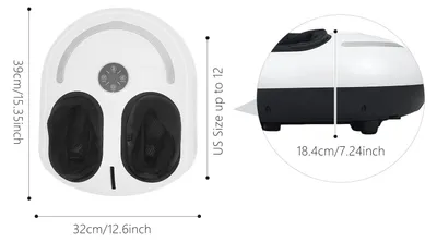 Produktbild von Fußmassagegerät - Elektrische Fußmassagematte - Luftkompression mit Fernbedienung - Vibration und Knetmassage - 4 Modi 5 Intensitäten - EU Stecker - Weiß