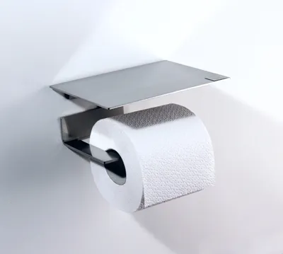 Produktbild von Toilettenrollenhalter mit Ablage, Toilettenpapierhalter Edelstahl matt (1)