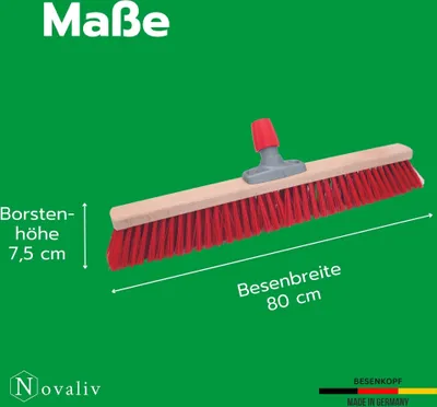 Image de Novaliv 2x balai de rue 80 cm avec manche extérieur poils élaston Idéal comme balai extérieur balai de jardin poils durs avec manche balai de terrasse balai de cour balai d'écurie balai industriel balai extérieur broom