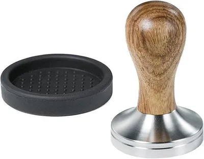 Produktbild von Edelstahl-Tamper 58mm mit Holzgriff für Espresso