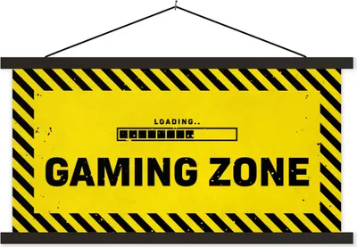 Produktbild von MuchoWow® Textilposter Spiele - Zitate - Controller - Spielzone - Spiel 150x75 cm mit schwarzem Rahmen - Posterleiste