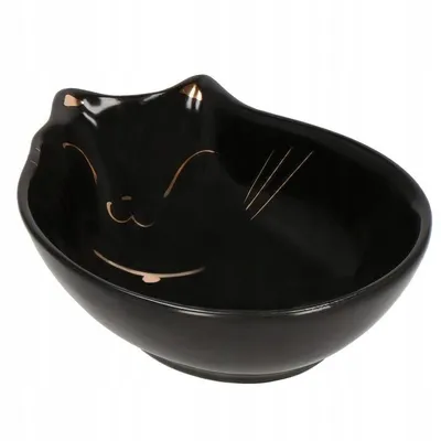 Zdjęcie produktu dla Miska, miska, dla psa, kota, ceramiczna, czarna, model dla kota, 15x11x5 cm