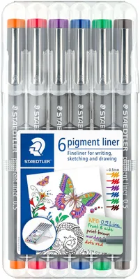 Immagine prodotto di 10 penne a pigmento 30805-SSB6, penne a pigmento da 0,5 mm, confezione da 6 colori
