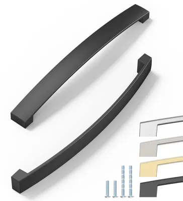 Obrázek produktu pro Sada 6 kusů úchytů, 192 mm, černá barva, elegantní úchytky do kuchyně