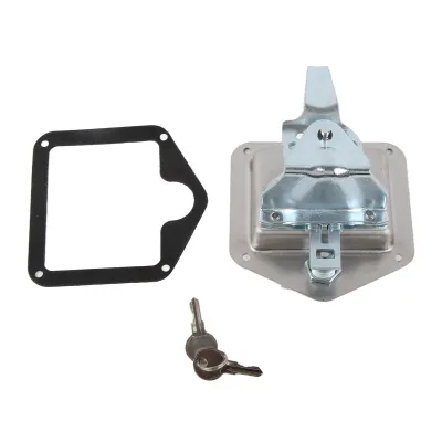 A tool lock, gasket, and keys are laid out on a white background.