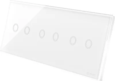 Produktbild von Touchschalter Panel 2+2+2 Glas weiß Qtouch Wandschalter ohne Modul