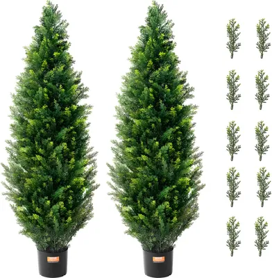 Obrázek produktu pro sada 2 umělých cedrových stromů Umělé rostliny PE Cypress 121,9 cm