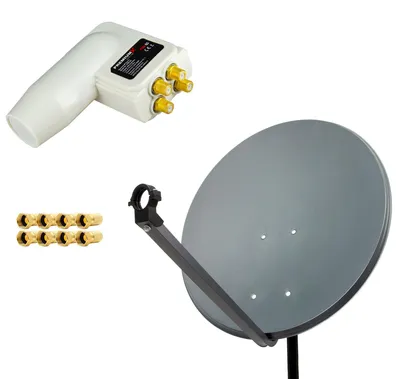 Produktbild von PremiumX SAT Anlage 80cm Antenne Anthrazit Quad LNB weiß 8x F-Stecker
