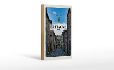 Produktbild von Holzschild Reise 12x18 cm Bretagne France Altstadt Reiseziel