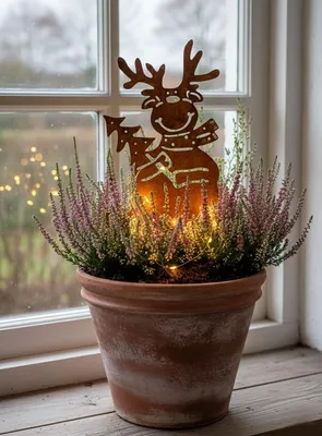 Rentier Stehfigur Rost-Optik 30 cm Weihnachtsdeko Metall