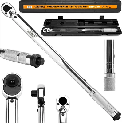Produktbild von Drehmomentschlüssel 1/2" 70-350Nm mit Koffer  Länge 640mm,für PKW, Fahrrad, Motorrad Silber