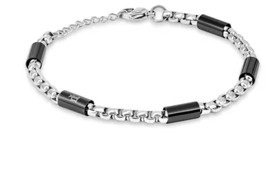 Productafbeelding van Politi PEAGB0078502 Herenarmband, roestvrij staal/zwart