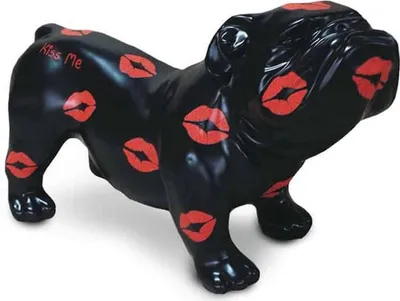 Immagine prodotto di Casa Padrino figura decorativa di design cane bulldog nero/rosso 57 x 25 x h. 35 cm - scultura decorativa resistente alle intemperie - decorazione soggiorno - decorazione giardino - figura animale decorativa di design