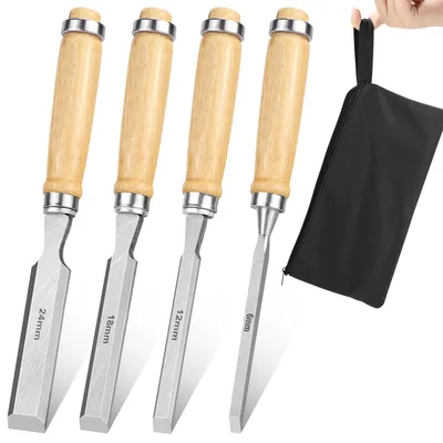 Produktbild von Ein 4-teiliges Set von Stecheisen für die Holzbearbeitung, in verschiedenen Größen