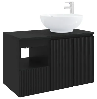 Produktbild von Badezimmermöbel-Set 2 stk. Schwarz Holzwerkstoff