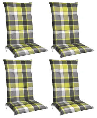 Image de Beautissu Lot de 4 coussins pour fauteuils à dossier haut 120 x 50 cm, rembourrage vert à carreaux