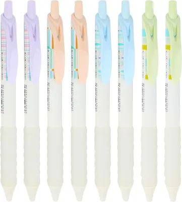 Produktbild von Gelstift Set, 8 Stück, 0,5 mm Spitze, schwarze Tinte, bunte Gehäuse, für die Schule