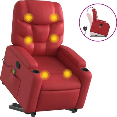 Produktbild von vidaXL Massagesessel mit Aufstehhilfe Rot Kunstleder