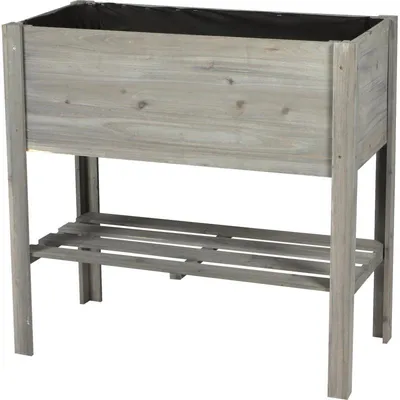 Produktbild von Blumentopf grau Holz, Rechteck mit Ablage 81 x 40 x 78 cm