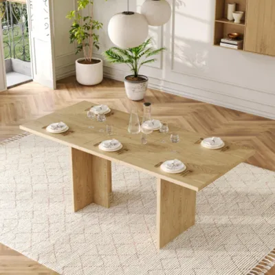 Produktbild von Ausziehbarer Esstisch,für 6-8 Personen, rechteckige Form, verdickte Tischplatte,Tisch für Esszimmer140/180*80 cm