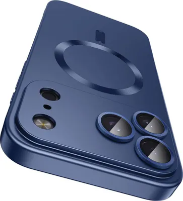 Immagine prodotto di Custodia magnetica per iPhone 17 Pro Max, custodia protettiva in silicone opaco con protezione dell'obiettivo, compatibile con MagSafe Blu