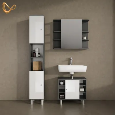 Image de Meuble de rangement de salle de bain Livinity Fucino Anthracite 30x190cm, Model 52493