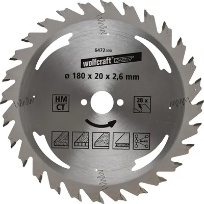 Produktbild von Wolfcraft Kreissägeblatt Ø 180 mm Bohrung Ø 20 mm 28 Zähne