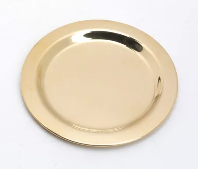 Produktbild von Kerzenteller, Dekoteller Messing Gold poliert, Innen Ø 8 cm, Außen Ø 11 cm für Kerzen