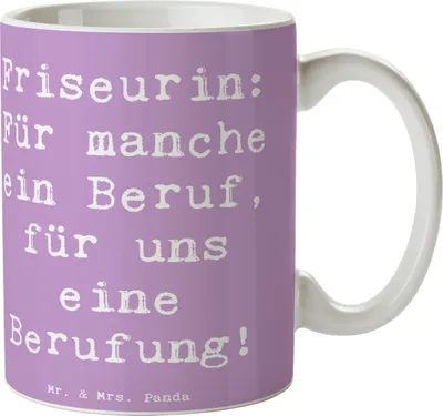 Produktbild von Mr. & Mrs. Panda Keramiktasse Spruch Friseurin Berufung - Lavendeltraum - Geschenk, Berufe, Kaffeebecher, Kaffeetasse, Pott, Kreativität, kreative Geschenke, Schönheit