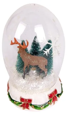 Image de BURI Décoration en verre de Noël Boule de neige Décoration de Noël Décoration d'hiver Cerf Sapin