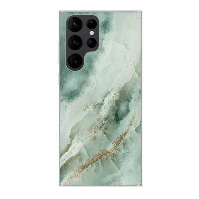 Produktbild von MuchoWow® Handyhülle Schutzhülle Hülle für Samsung Galaxy S22 Ultra Naturstein - Grün - Chic Silikon Softcase Handy Hülle - Abbildung