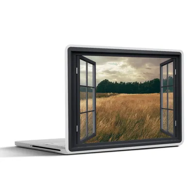 Produktbild von MuchoWow® Laptop Aufkleber Sticker Cover Ansicht - Feld - Baum 31x22.5 cm - Laptop-Deko