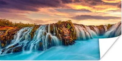 Produktbild von MuchoWow® Poster Wasserfall - Landschaft - Wolken - Natur 160x80 cm - Foto Poster