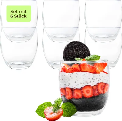 Produktbild von KONZEPT Dessertgläser 6-teiliges Set aus Glas, große Gläser für Nachtisch, perfekt für Tiramisu, Panna Cotta, Pudding, Joghurt-Müsli und Schichtdesser