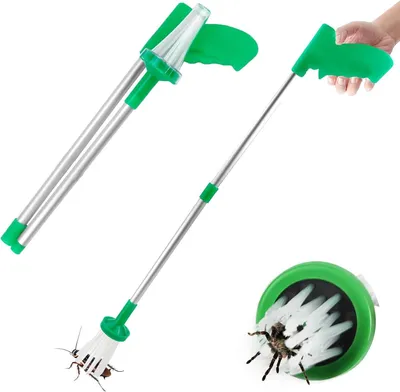 Produktbild von Spinnenfänger - Insektenfänger - Insektenkescher - 83 cm - Faltbar - Verstellbarer Griff - Aluminium - Für Spinnen, Bienen und Insekten - Grün