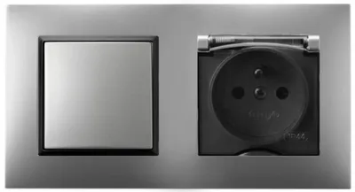 Produktbild von Ospel Aria Steckdose Schalter Set Badezimmer IP44 Silber