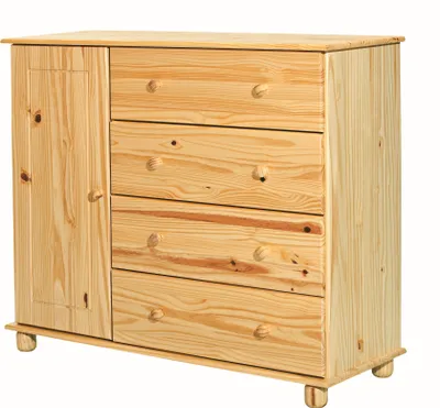 Produktbild von SIT Möbel Kommode mit 4 Schubladen, 1 Tür | Kiefer-Holz massiv | natur | B 121 x T 43 x H 102 cm | 19000-64 | Serie KOMMODE