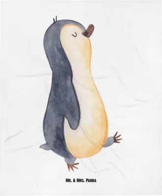 Produktbild von Mr. & Mrs. Panda Plaid Pinguin marschieren - Weiß - Geschenk, Schlummerdecke, Familie, Erstlingsdecke, Babydecke, Kinderdecke, Schmusedecke, Bruder, Pinguine