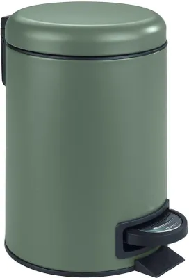 Productafbeelding van Ibenzoa® Vuilnisemmer 3 liter – donkergroen gelakte staal, 17 x 25 x 22,5 cm, met uitneembaar polypropyleen inzetstuk en hygiënisch pedaal