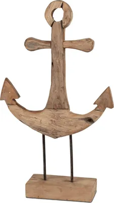 Produktbild von formano Teakholz Deko Objekt Anker Skulptur aus massivem Teak Holz 57 x 33 cm