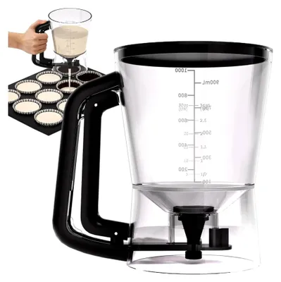 Produktbild von Teigspender für Pfannkuchen – 1 l Trichterbehälter für Cupcakes und mehr | Ideal zum Kochen und Backen, für Sirup, Öl, Gewürze, Dressings und Salate