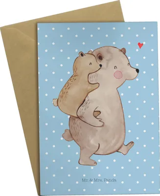 Produktbild von Mr. & Mrs. Panda babykarte Papa Bär - Blau Pastell - Geschenk, Grußkarten, Papi, Geburtstag, Vatertag, Vater, Beileidskarte, hochzeitskarten, Muttertag, einladungskarten